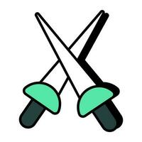 Battle tool concept icon, vector design of crossswords