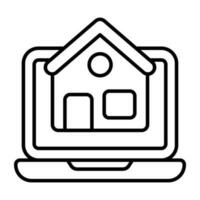 Conceptual linear design icon of online property vector