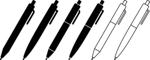 outline silhouette pen icon set isolated on white background vector