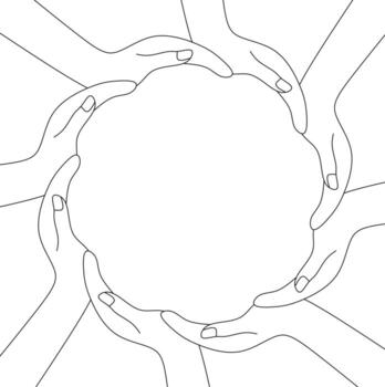 contorno manos haciendo un circulo con Copiar espacio para tu texto o diseño vector