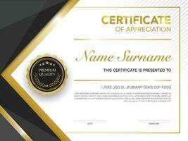 Diploma certificate template black and gold color with luxury and modern style vector image Premium Vector.