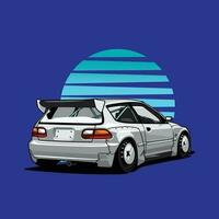 coche a la deriva japonés icónico retro en vector de ilustración