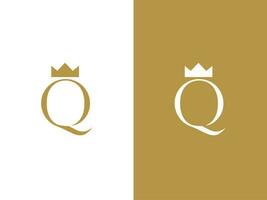 prima vector letra q logo con corona vector, hermosa logotipo diseño para lujo empresa marca. elegante identidad diseño en oro color.