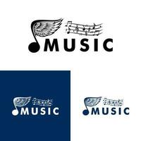 Music with wings logo Vintage vector for concert of live music show and other