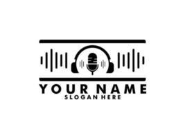 Podcast with microphone logo inspiration. design template, vector illustration.