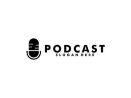 Podcast with microphone logo inspiration. design template, vector illustration.