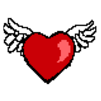 Valentinstag Pixel Liebe mit Flügel mit transparent Hintergrund png