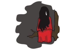 Indonesian Red Lady Ghost Cartoon Character - on Transparent Background png