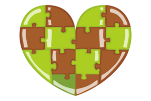 Brown and Green Valentine Love Puzzle With Transparent Background png