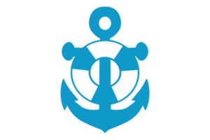 blauw marine anker logo icoon met transparant achtergrond png
