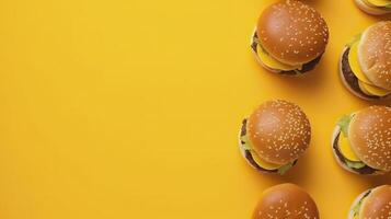 Burger. Copy space, background. . photo