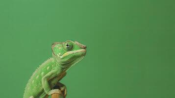 Chameleon. Copy space, background. . photo