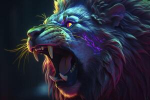 Lion in neon colors. . photo