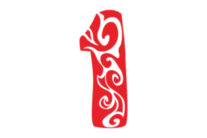 Red 1 Number Ornament On Transparent Background png