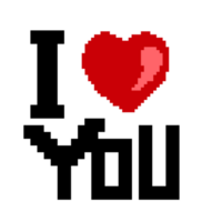 Valentine Pixel I Love You With Transparent Background png