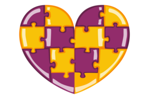 viola e giallo San Valentino amore puzzle con trasparente sfondo png