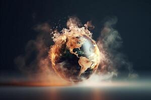 earth globe in global warming concept with photo