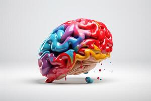 colorful brain on white background with photo