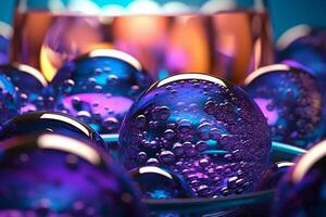 Closeup water drop in science style with photo