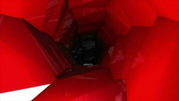 rojo color lustroso vaso 3d hexagonal conformado túnel, oscuro 3d túnel video
