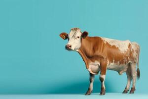 A potrait of animal cow with large empty background. photo