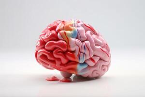 vistoso cerebro en blanco antecedentes con generativo ai foto