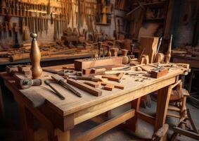 indoor or interior wood workshop with photo