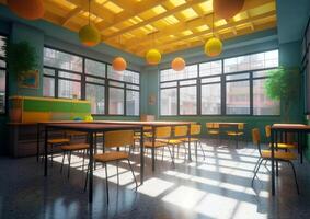 indoor or interior modern school with photo