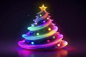 Navidad árbol, neón brillante colores. generativo ai. foto