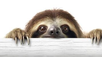 Sloth on the white background. . photo