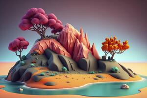 Plasticine art, tropical island. . photo