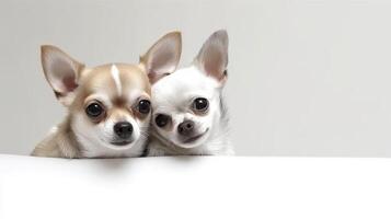 Cute chihuahuas. Copy space, banner. . photo