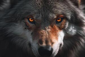 Wolf close up. Generative AI. photo