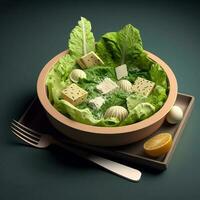 A salad called Caesar Salad. Generative By AI photo