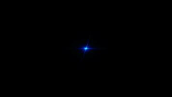 Loop center blue star optical flares abstract background video