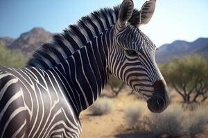 Zebra in the desert of Namibia. ai generated photo