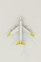 Commercial airplane topview on white background photo