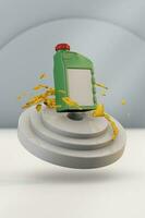 Lubricant motor oil concept with bottle and podium photo