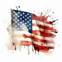 United states flag in watercolor splash or blood splatter in vintage grunge style. photo