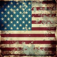 antiguo grunge americano bandera o Estados Unidos bandera. ai generativo foto