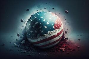 usa flag background with circle ball concept photo