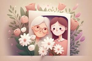 flat mothers day background with flowers photo