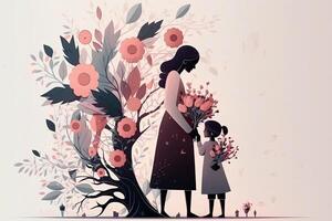 flat mothers day background with flowers photo