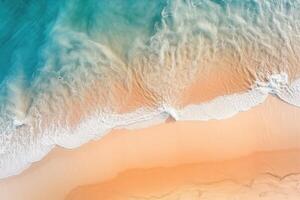 light orange and turquoise romantic seascapes aerial beach photo. photo