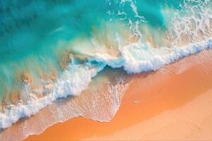 light orange and turquoise romantic seascapes aerial beach photo. photo