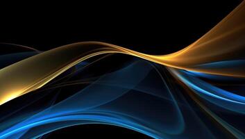 Abstract wavy glossy gold and azure blue background. photo