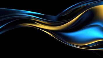 Abstract wavy glossy gold and cyan turquoise background. photo