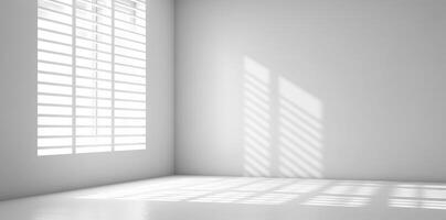 Shadows of a white window in an empty room. Minimalist background. photo