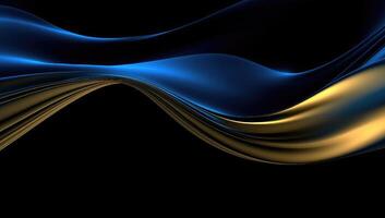 Abstract wavy glossy gold and azure blue background. photo