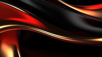 Abstract wavy glossy gold and red background. photo